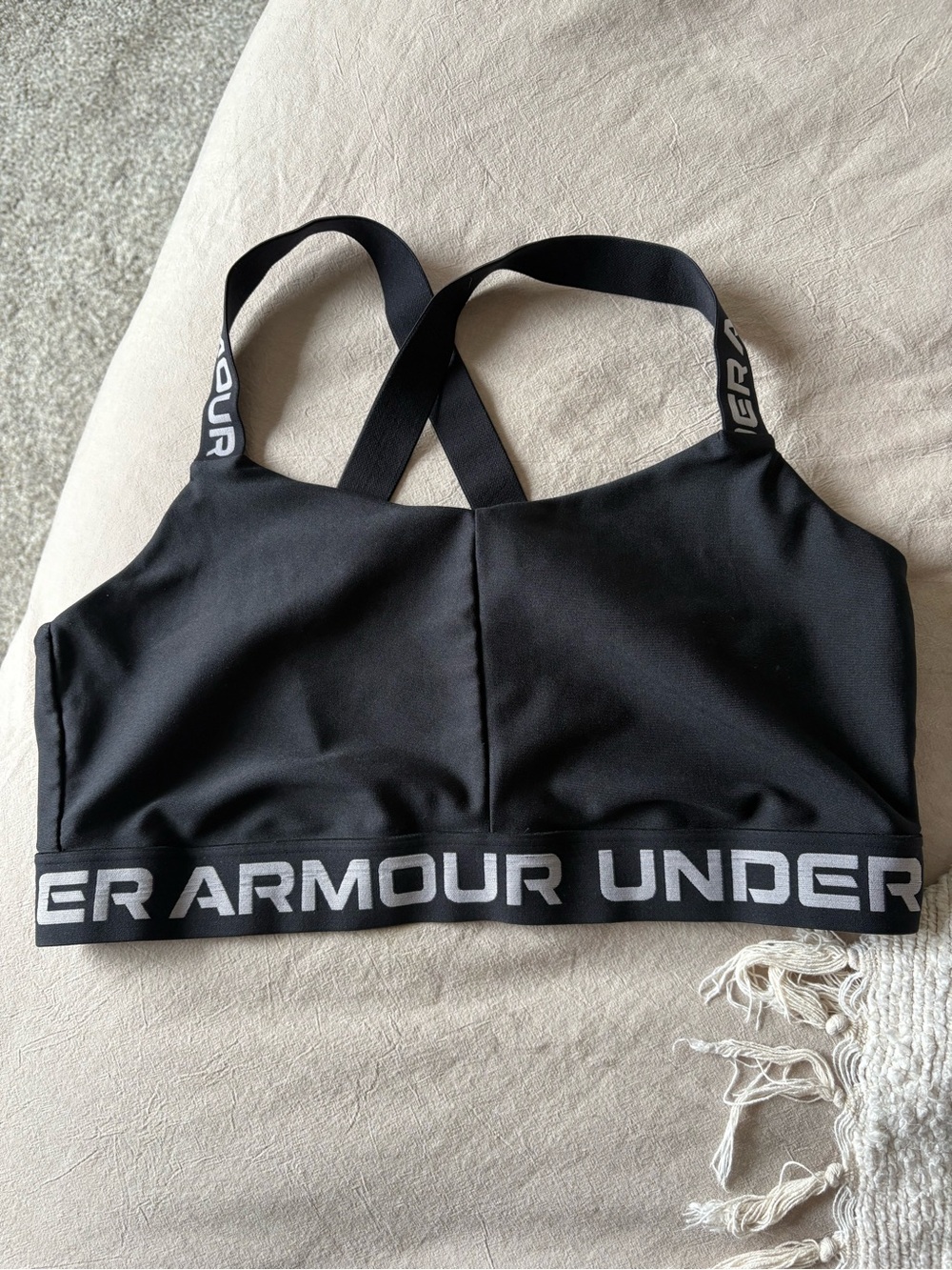 Under Armour Black Women's Logo Band Cross-Back Sports Bra Sz XL